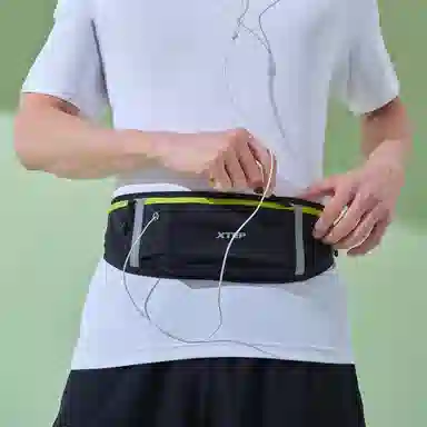 特步 运动轻便跑步手机包隐形腰带健身旅行贴身装备 锦纶 腰包 常规 男女同款情侣款 黑色
