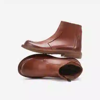 维戈 头层牛皮 时尚百搭潮流圆头 短靴 男款