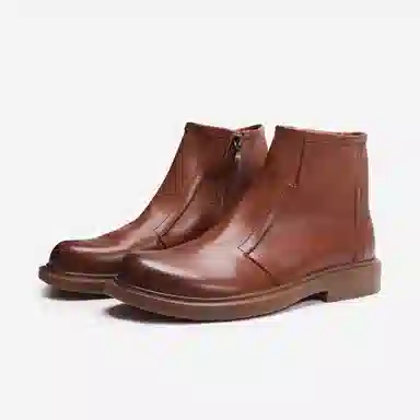 维戈 头层牛皮 时尚百搭潮流圆头 短靴 男款