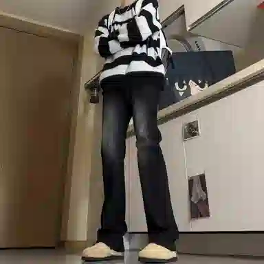 木林森 美式高街复古做旧水洗简约废土风中腰宽松直筒通勤百搭亲肤柔软舒适休闲耐磨垂感牛仔裤 男女同款