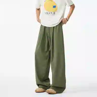 木林森 美式高街基础款阔腿时尚潮流设计感简约宽松直筒显高百搭垂感拖地休闲裤 男女同款