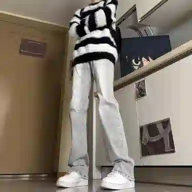 木林森 美式高街复古做旧百搭通勤舒适宽松休闲牛仔裤 男女同款