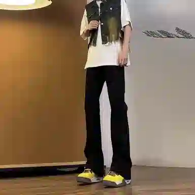 木林森 美式高街复古做旧水洗简约废土风中腰宽松直筒通勤百搭亲肤柔软舒适休闲耐磨垂感牛仔裤 男女同款