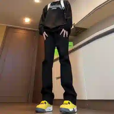 木林森 美式高街复古废土风水洗做旧中腰宽松直筒通勤百搭亲肤柔软舒适休闲耐磨垂感牛仔裤 男女同款