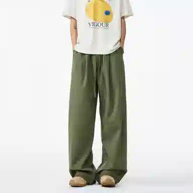 木林森 美式高街基础款阔腿时尚潮流设计感简约宽松直筒显高百搭垂感拖地休闲裤 男女同款