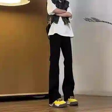 木林森 美式高街复古做旧水洗简约废土风中腰宽松直筒通勤百搭亲肤柔软舒适休闲耐磨垂感牛仔裤 男女同款