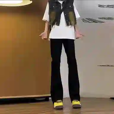 木林森 美式高街复古做旧水洗简约废土风中腰宽松直筒通勤百搭亲肤柔软舒适休闲耐磨垂感牛仔裤 男女同款