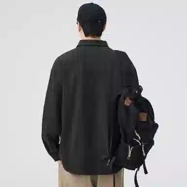 独驰 美式复古条纹肌理感长袖宽松休闲衬衣外套衬衫 男女同款