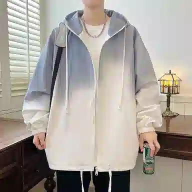 玉儿恋 多巴胺穿搭美式复古宽松休闲学生高街头风渐变色连帽长袖防风紫外线登山衣旅游户外徒步旅行露营运动无性别防晒夹克外套 男女同款