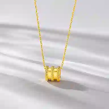 丹芙 纯金小蛮腰路路通转运珠轻奢设计高级感 足金 按克计价 黄金项链 女款