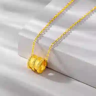 丹芙 纯金小蛮腰路路通转运珠轻奢设计高级感 足金 按克计价 黄金项链 女款
