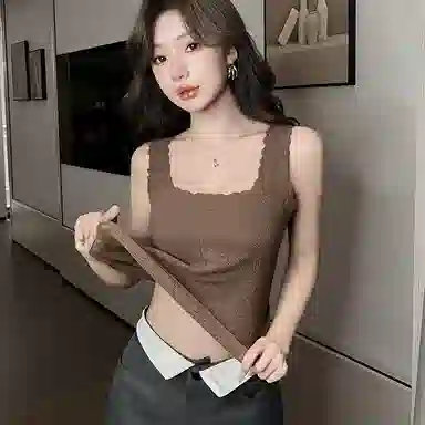 多情猫 轻暖一体式免穿文胸内搭外穿吊带 女款