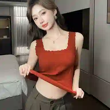 多情猫 轻暖一体式免穿文胸内搭外穿吊带 女款