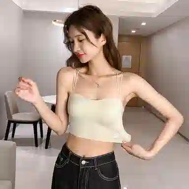 多情猫 薄款带胸垫美背亲肤舒适透气简约抹胸内衣 女款