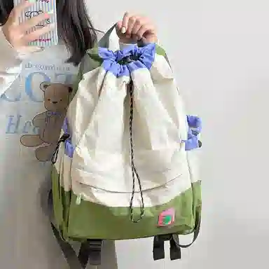 LEXI Nylon Backpack Beige/Green