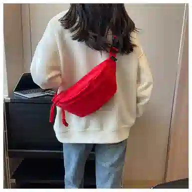 帕克熊 日系轻便男女学生休闲运动 帆布 斜挎包胸包背包腰包运动帆布包单肩包 常规 男女同款情侣款 桔色/米白色/粉色/红色/黑色