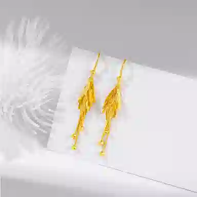 贝戈丽丝 麦穗流苏耳坠  波光粼粼气质小众个性设计   日常精致百搭显白 足金 一口价 黄金耳环 男女同款情侣款