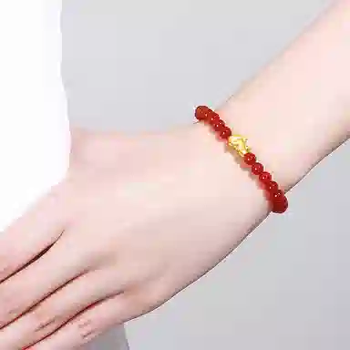 贝戈丽丝 小貔貅宝宝手链 经典时尚串珠链 本命年转运珠 玛瑙 玉石手串 女款