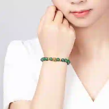 贝戈丽丝 古韵典雅  足金花丝  复古新中式设计风格 轻奢高级 温润雅致 绣球 豆种 翡翠手串 男女同款情侣款