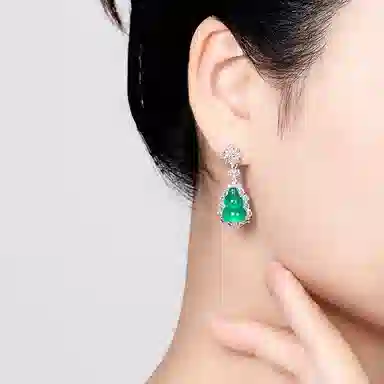 贝戈丽丝 【福禄双全 招财纳福】复古国潮新中式葫芦吉祥如意福气满满经典百搭气质简约日常穿搭#好运天然 玉髓 耳环 女款