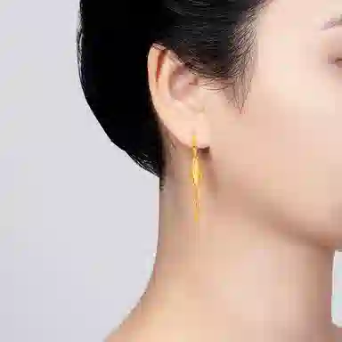 贝戈丽丝 麦穗流苏耳坠  波光粼粼气质小众个性设计   日常精致百搭显白 足金 一口价 黄金耳环 男女同款情侣款