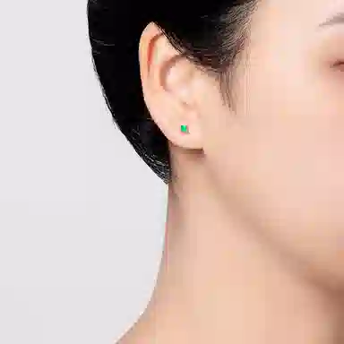 贝戈丽丝 法式轻奢优雅极简风正方形耳饰  绿野仙踪风格  个性创意 祖母绿 耳钉 女款