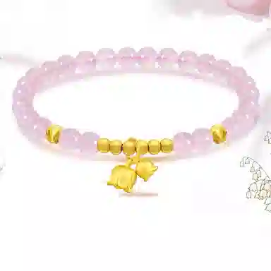贝戈丽丝 时尚甜美幸运铃兰花手饰 精致温柔高级感 日常佩戴转运珠腕饰 足金 一口价 黄金手串 男女同款情侣款