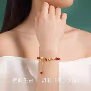 贝戈丽丝 国潮新中式鸿运锦鲤本命年红串珠链 考试上岸前程似锦福气满满时尚大方款 本命年红红火火春夏亮色 #好运再造辰砂 玛瑙 手串 女款