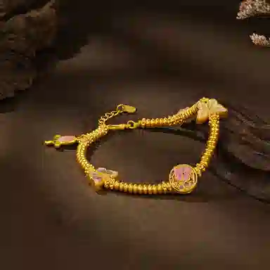 贝戈丽丝 新中式国风花神蝴蝶手饰链  小众温柔高级设计  甜美可爱恋爱约会氛围感首饰  闺蜜款/女友款 足金 一口价 黄金手链 女款