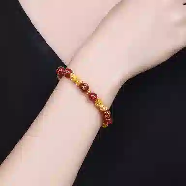 贝戈丽丝 本命年手饰  新中式国潮复古转运珠 显白大气中国风配饰 六字真言金珠 足金/红玛瑙 一口价 黄金手串 女款