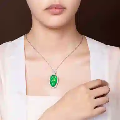 贝戈丽丝 国潮新中式风复古大气金枝玉叶项坠 招财纳福事业有成平安喜乐好运降临高级感锁骨链 #好运 玉髓 玉石项链 男女同款情侣款