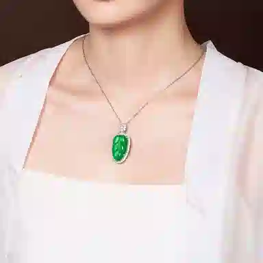 贝戈丽丝 国潮新中式风复古大气金枝玉叶项坠 招财纳福事业有成平安喜乐好运降临高级感锁骨链 #好运 玉髓 玉石项链 男女同款情侣款