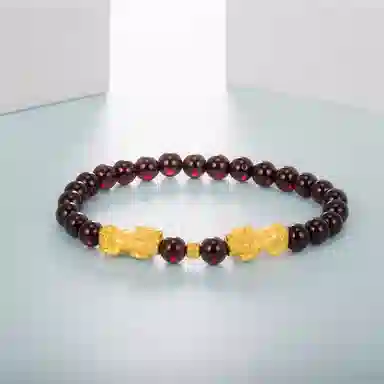 贝戈丽丝 国潮新中式复古风  精致高级 沉稳大气 双貔貅 足金 一口价 黄金手串 男女同款情侣款