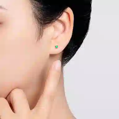 贝戈丽丝 法式轻奢优雅极简风正方形耳饰  绿野仙踪风格  个性创意 祖母绿 耳钉 女款