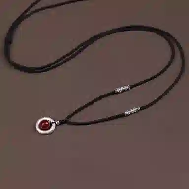 嘉翠云 平安扣相思豆 新中式国潮小众设计 祥云乾坤圈吉祥如意平安顺遂金箍圈 精致时尚百搭 琉璃 项链 男女同款情侣款