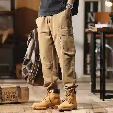 赞仕 宽松微锥复古束脚工装裤 男款