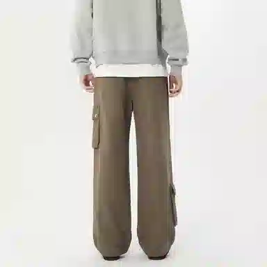 赞仕 美式街头大口袋休闲工装宽松牛仔裤 男女同款 墨韵灰