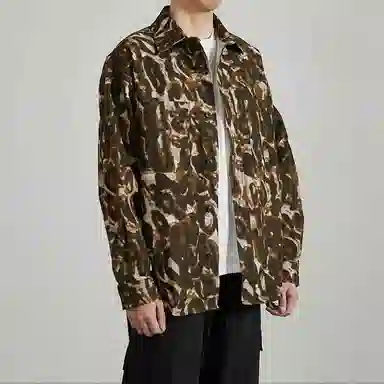 赞仕 美式豹纹小众设计感痞帅宽松薄款长袖衬衫 男女同款