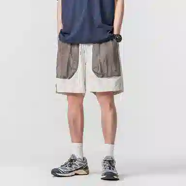 赞仕 户外速干防水拼色宽松轻薄透气机能五分工装短裤 男款