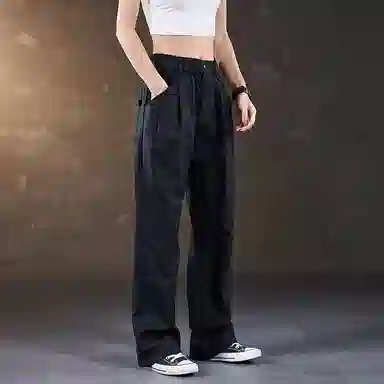 赞仕 透气舒适简约百搭通勤宽松直筒休闲裤 男女同款