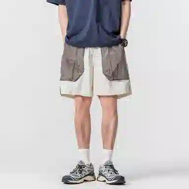 赞仕 户外速干防水拼色宽松轻薄透气机能五分工装短裤 男款