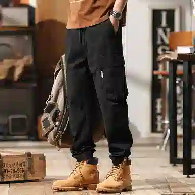 赞仕 宽松微锥复古束脚工装裤 男款