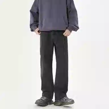 赞仕 美式直筒小众经典纯色简约长裤牛仔裤 男女同款 雅致灰