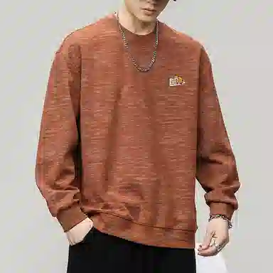 赞仕 美式街头圆领小众设计感字母印花长袖卫衣 男女同款 砖红色