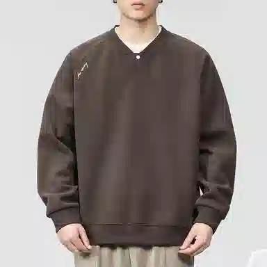 赞仕 重磅宽松亨利领插肩长袖卫衣 男女同款