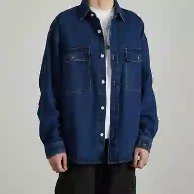 赞仕 美式复古设计感小众个性潮牌牛仔长袖衬衫 男女同款