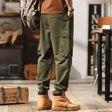 赞仕 宽松微锥复古束脚工装裤 男款