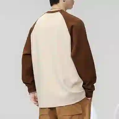 赞仕 美式休闲宽松简约星星印花撞色拼接长袖卫衣 男女同款