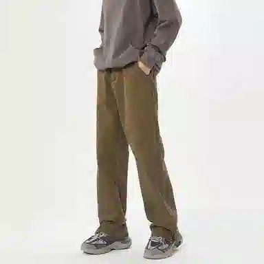 赞仕 美式小众纯色直筒百搭简约休闲牛仔裤 男女同款 醇香咖色