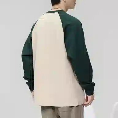 赞仕 美式休闲宽松简约星星印花撞色拼接长袖卫衣 男女同款